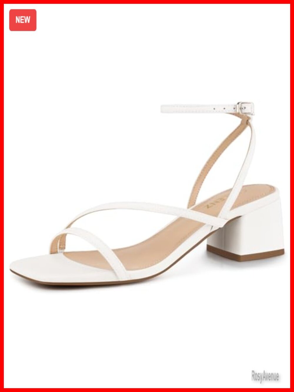 Women's Strappy Low Chunky Heel Sandals Faux Leather Comfortable